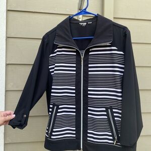 Black and White Striped Women's Jacket